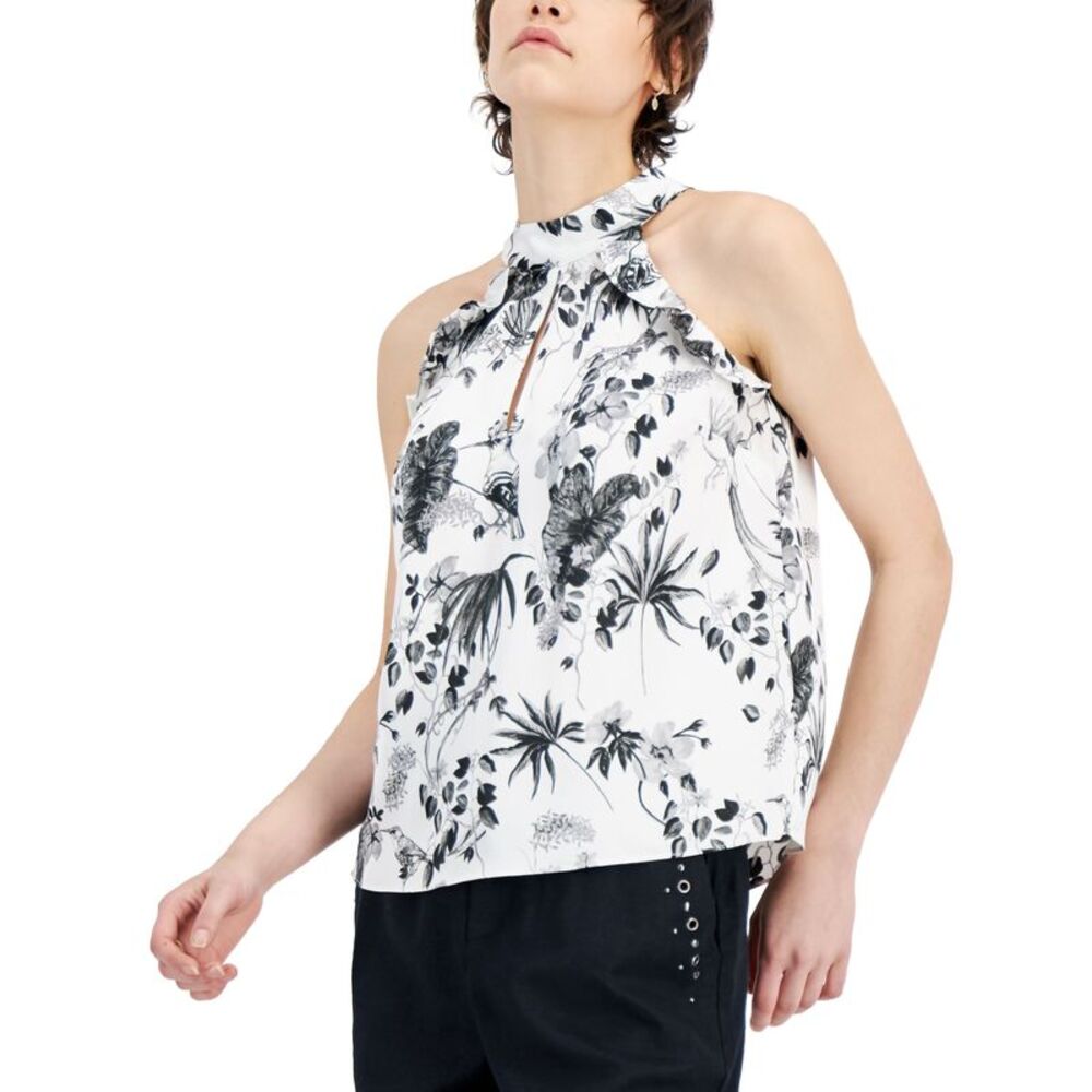 INC International Concepts Womens Printed Keyhole Top